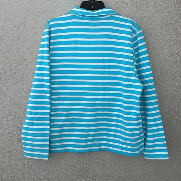Women’s Talbots Petites Pullover Sweatshirt with Collar Striped, XLP, Blue White - Picture 5 of 6